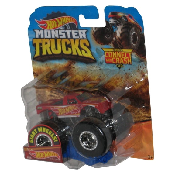 Hot Wheels Monster Trucks (2018) Red Giant Wheels Toy w/ Connect Crash Car #3/50