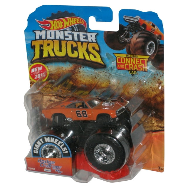 Hot Wheels Monster Trucks (2019) Orange Dodge Charger R/T 1:64 Toy ...