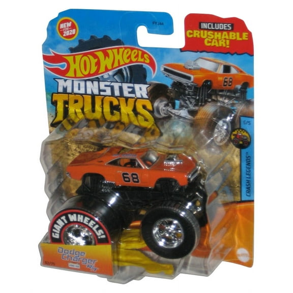 Hot Wheels Monster Trucks (2020) Dodge Charger R/T Orange Crash Legends Toy 62/75