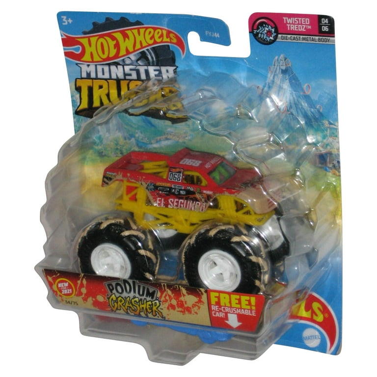 Hot Wheels Monster Trucks (2021) Podium Crasher Toy Truck 34/75 w/ Free  Re-Crushable Car