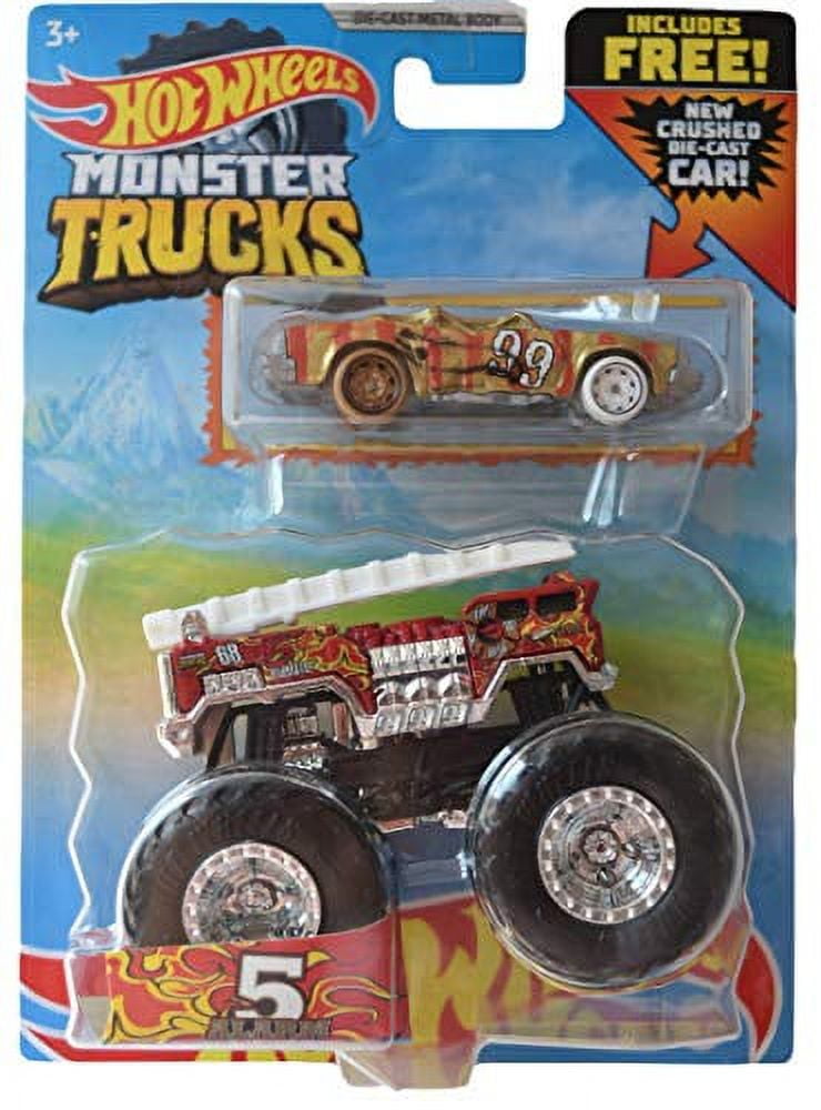 Hot Wheels Monster Trucks 5 Alarm Diecast Car (Crushed Die-Cast Car)