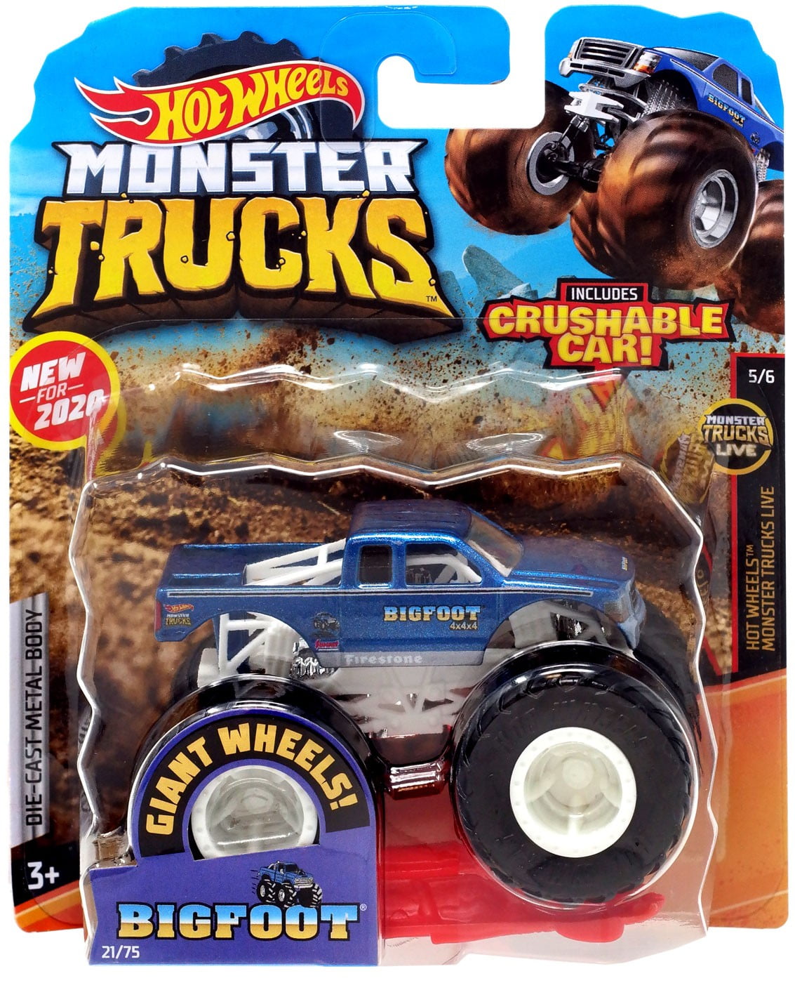 Hot Wheels Monster Trucks Bigfoot Die-Cast Car (Red Crushable Car)