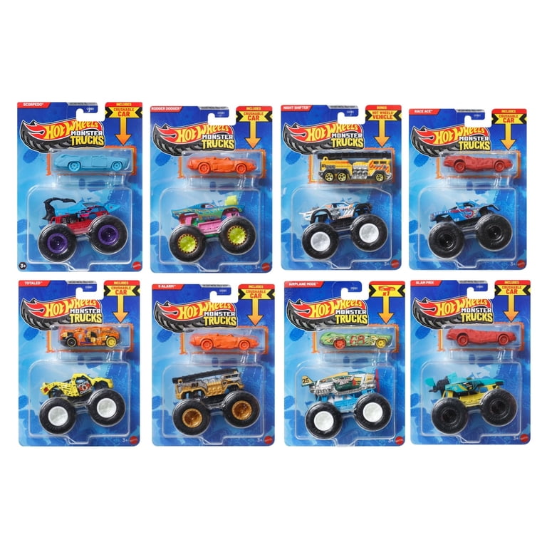 Hot Wheels Monster Trucks 大量セット Hot Wheels Monster Trucks Bundle of 8 with Bonus Cars, Assorted
