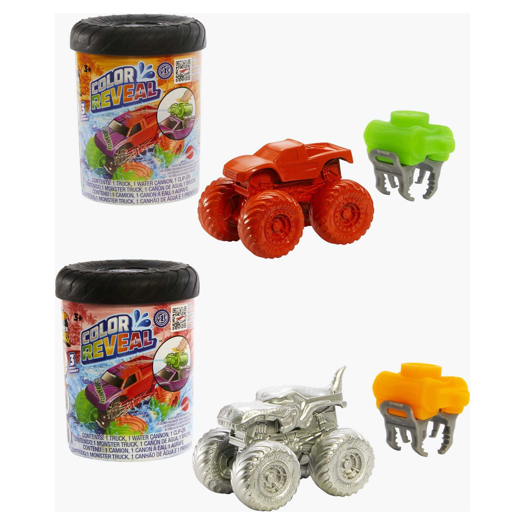 Hot Wheels Kids Play Monster Trucks Color Reveal Battle Pack with Mega ...