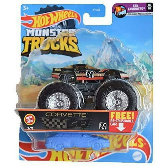 Hot Wheels Monster Trucks Corvette, Fan Favorites [1:64 scale die cast]