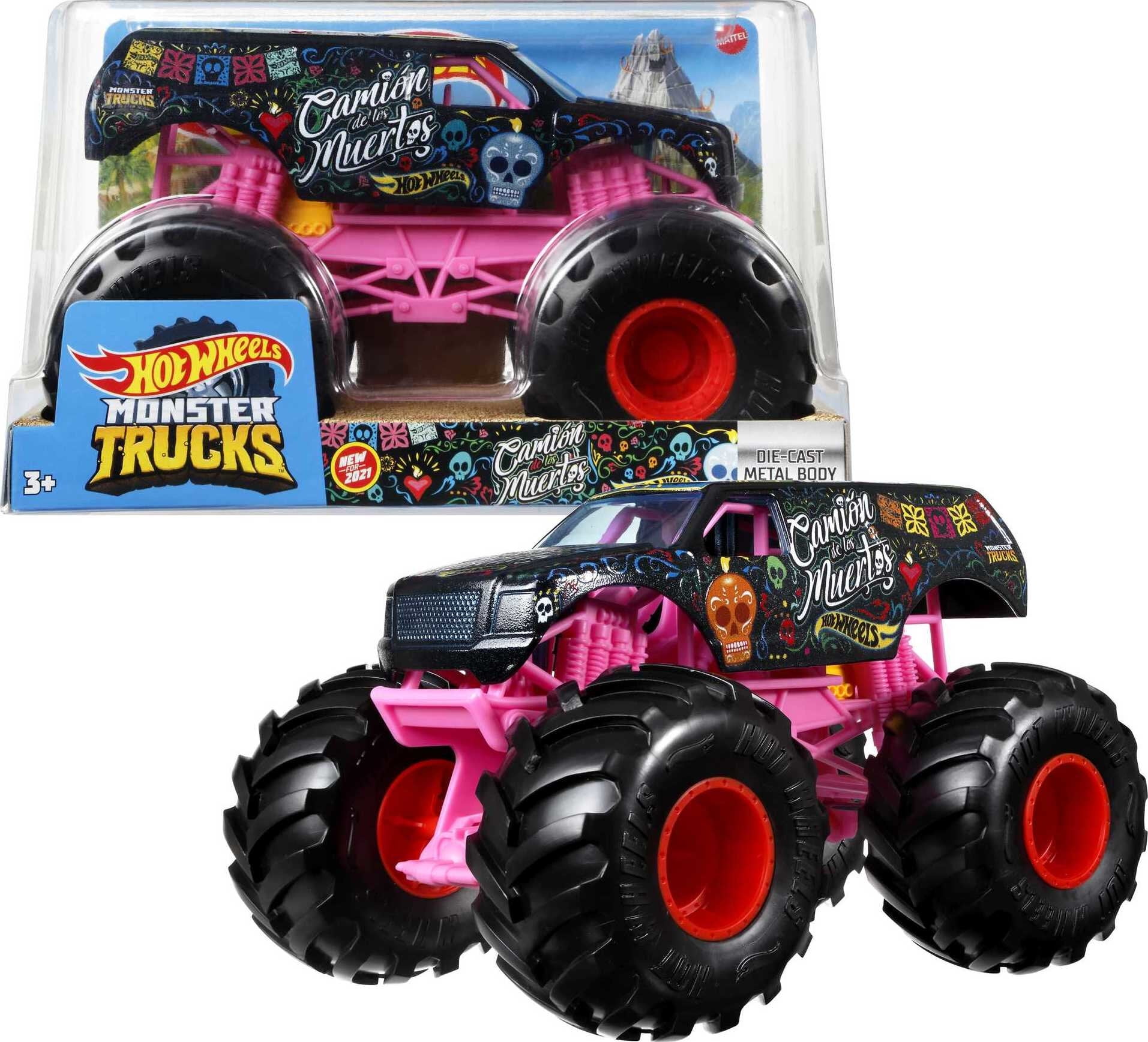 Hot Wheels Monster Trucks 1:24 Scale Vehicles, Collectible Die