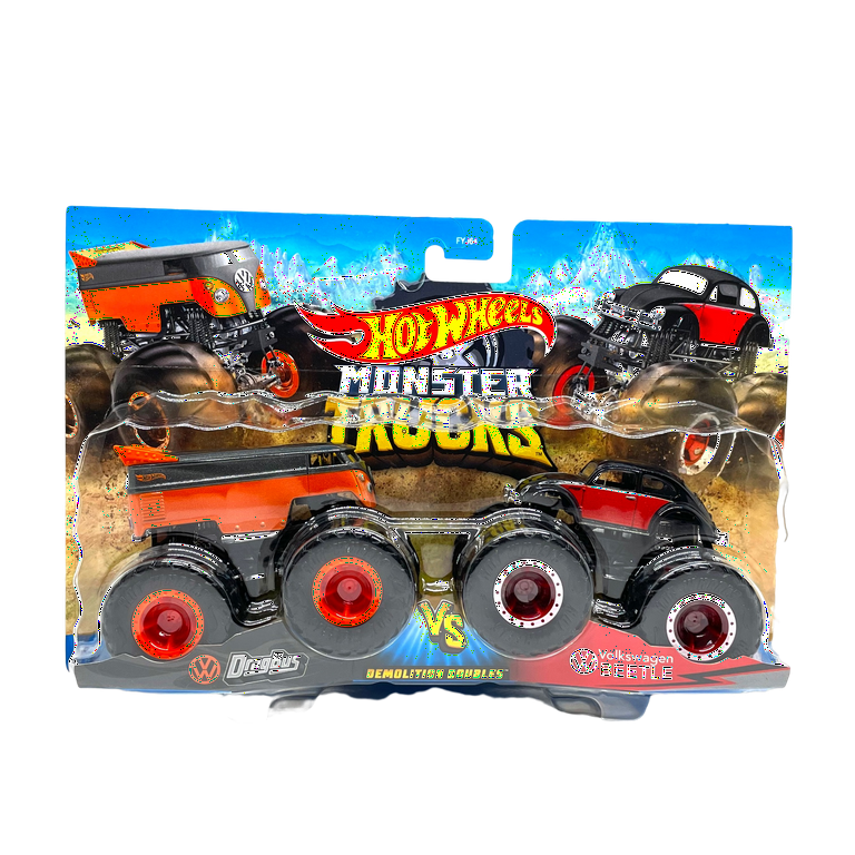 Hot Wheels Monster Trucks Demolition Doubles Drag Bus Vs Volkswagen Beetle