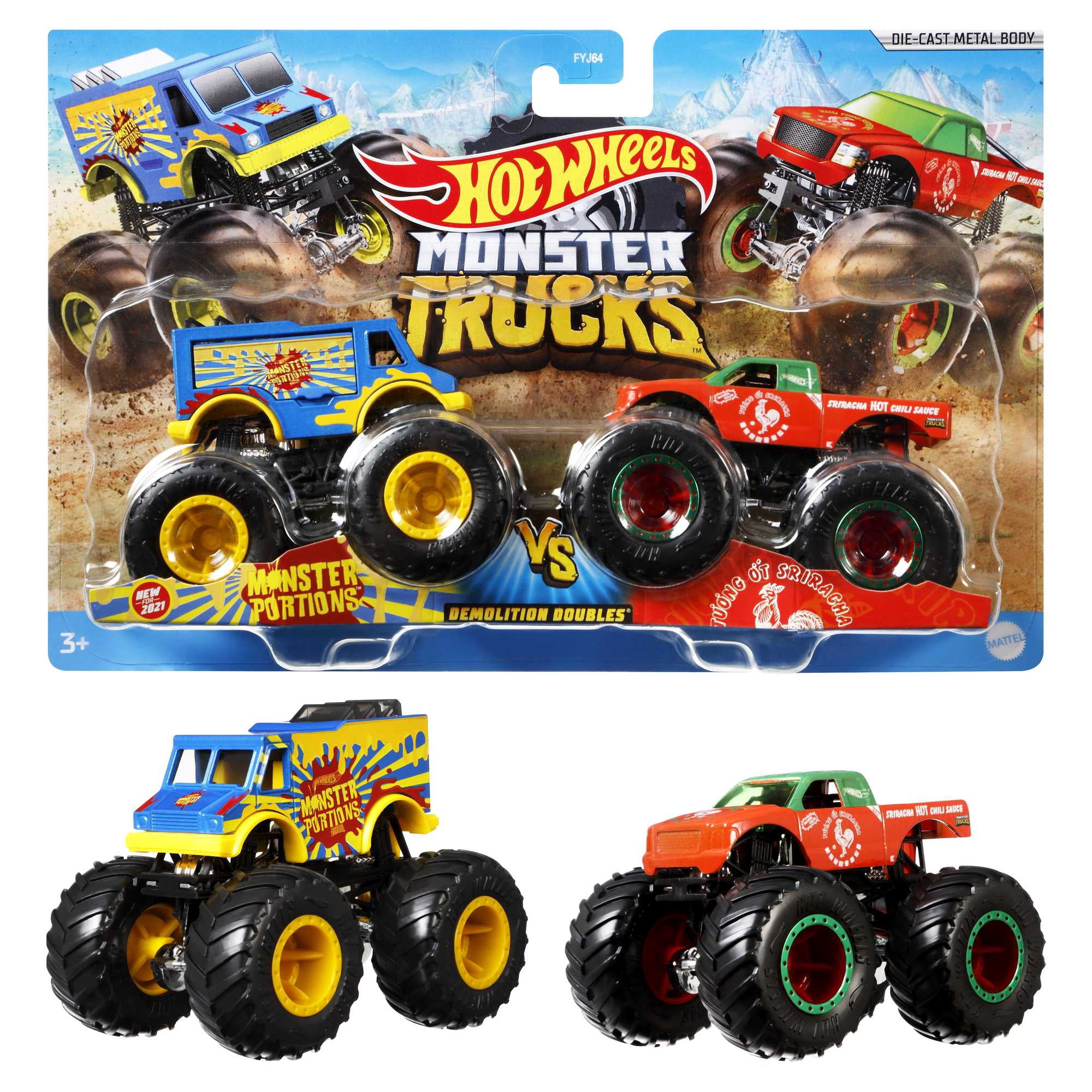 Hot Wheels, Monster Trucks, Demolition Doubles, Set of 2 Toy