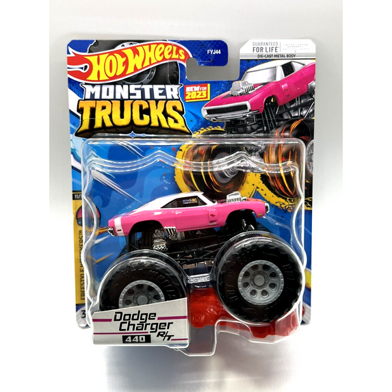 Hot Wheels Monster Trucks Dodge Charger R/T 440 Play Vehicles, Pink White
