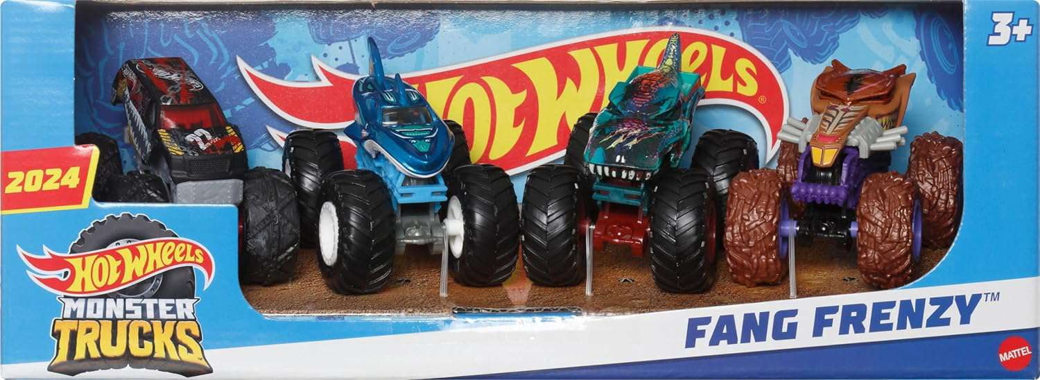 Hot Wheels Monster Trucks Fang Frenzy 4-Pack - Set of 4 Toy