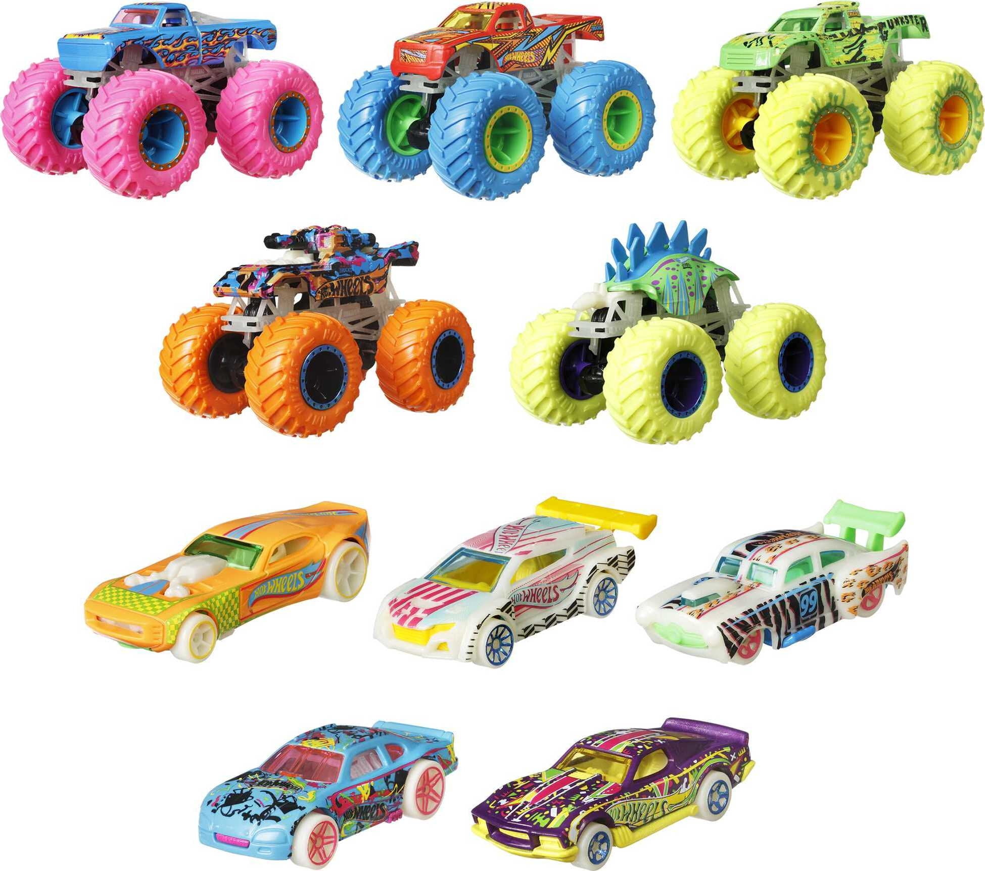 Hot Wheels Monster Trucks Glow In The Dark Collection 