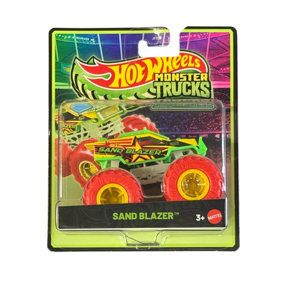 Hot Wheels Monster Trucks Glow in the Dark Sand Blazer 1:64 Scale Die-Cast Metal Play Vehicle for Ages 3+