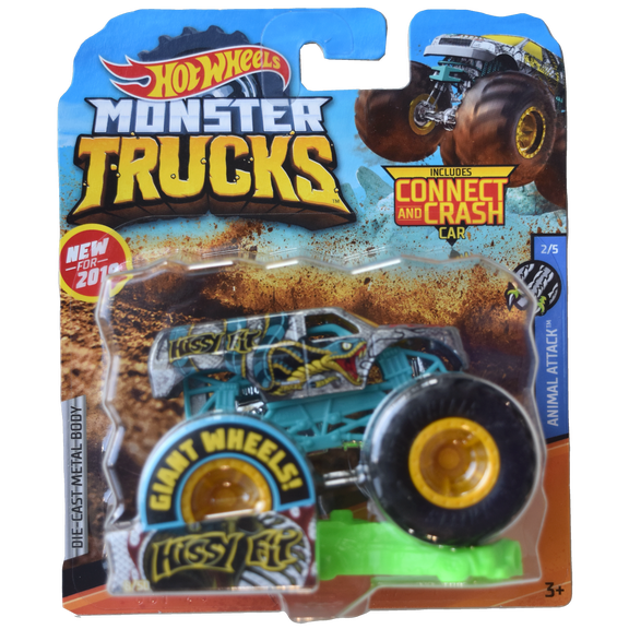 Hot Wheels Monster Trucks Hissy Fit Includes Connect and Crash Car