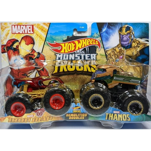 Hot Wheels Monster Trucks Iron Man vs Thanos Demolition Doubles