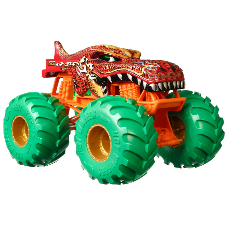  Hot Wheels Die-cast 1:24 scale Mega Wrex Monster Trucks with  Giant Wheels [ Exclusive] : Toys & Games