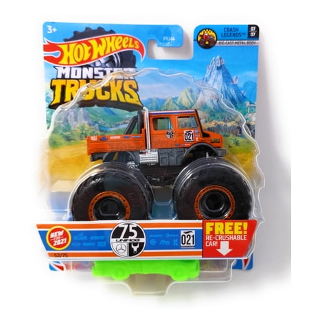 Hot Wheels Monster Trucks Mercedes-Benz Unimog (Orange) 1:64 Scale Includes Re-Crushable Car