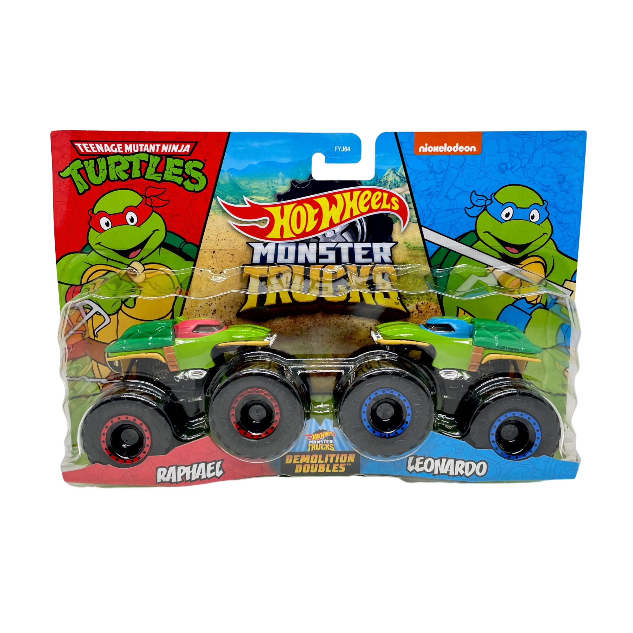 Hot Wheels Monster Trucks Nickelodeon TMNT Raphael vs Leonardo 1:64