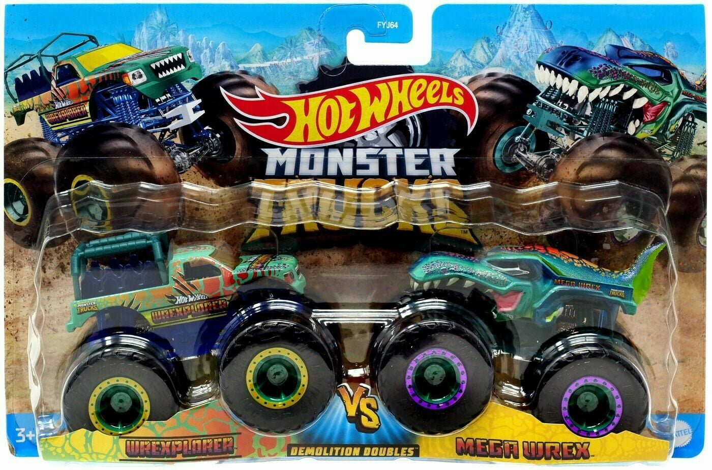 Hot Wheels Big Toys Set - Monster Trucks WREXPLORER vs MEGA WREX