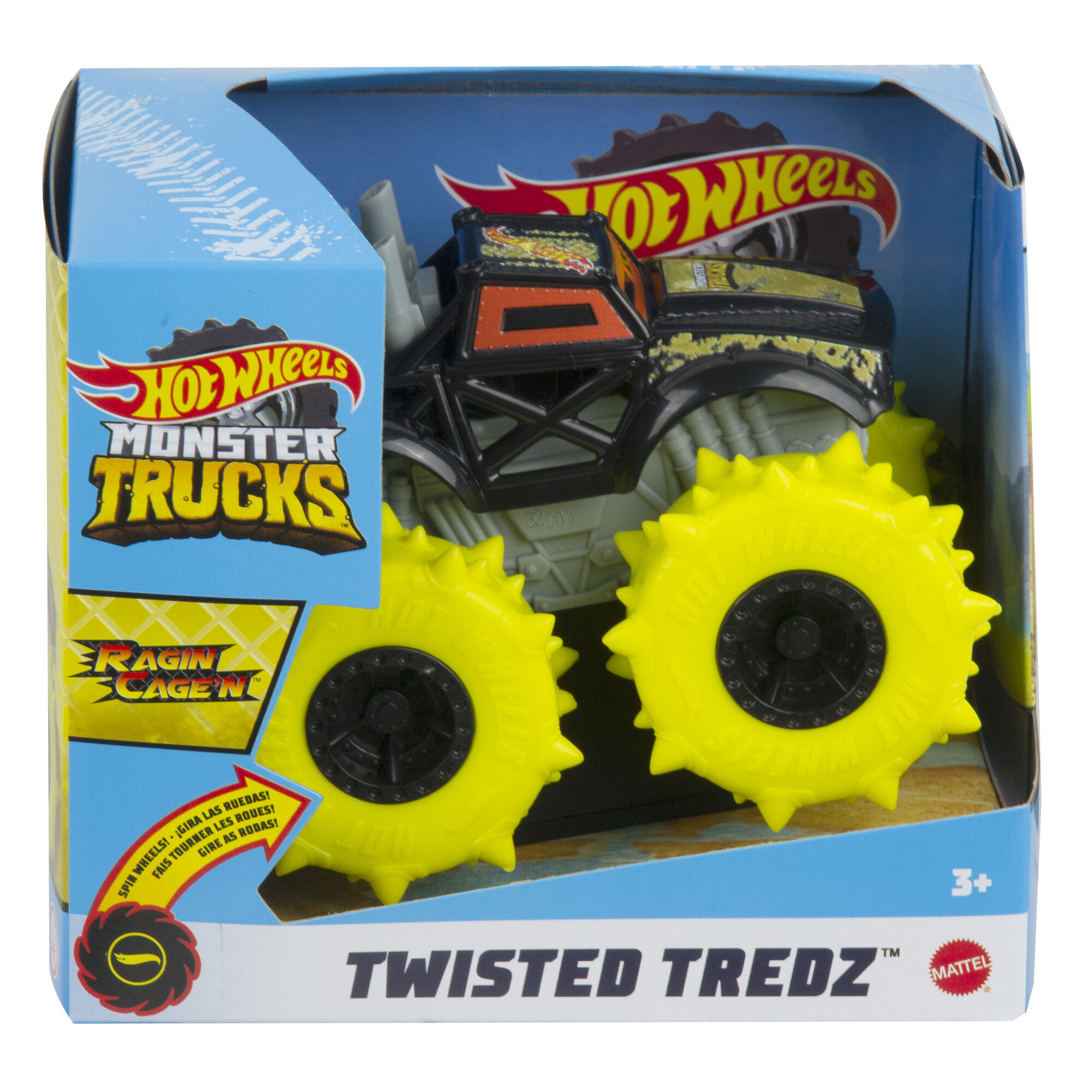 Hot Wheels Monster Trucks Ragin Cagen 1:43 Scale Twisted Tredz