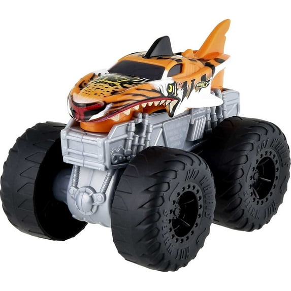 Hot Wheels Monster Trucks Roarin' Wreckers, 1:43 Scale Tiger Shark Toy Truck with Lights & Sounds