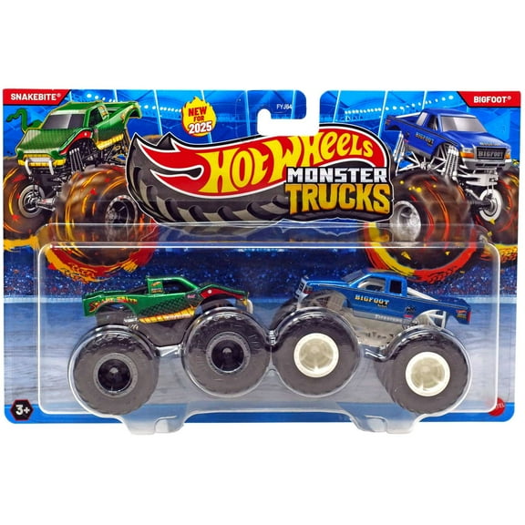 Hot Wheels Monster Trucks Snakebite Vs Bigfoot Diecast Car 2-Pack
