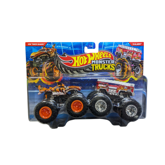 Hot Wheels Monster Trucks Tiger Shark VS 5 Alarm Demolition Doubles