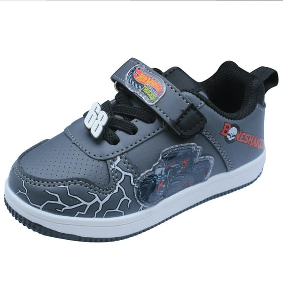 Hot Wheels Monster Trucks Toddler Boys' Sneakers - Bone Shaker - Gray, Size 7