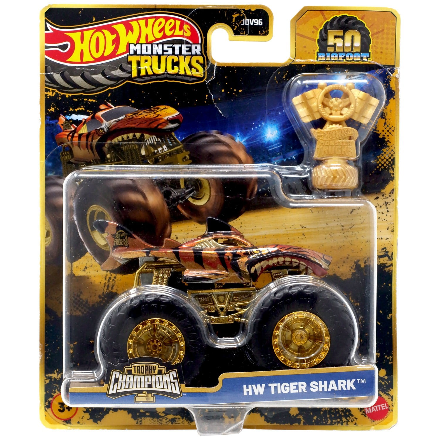 Hot Wheels Monster Trucks Trophy Champions Tiger Shark Diecast Car ...
