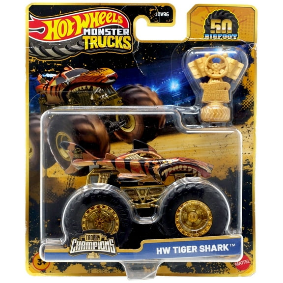 Hot Wheels Monster Trucks Trophy Champions Tiger Shark Diecast Car