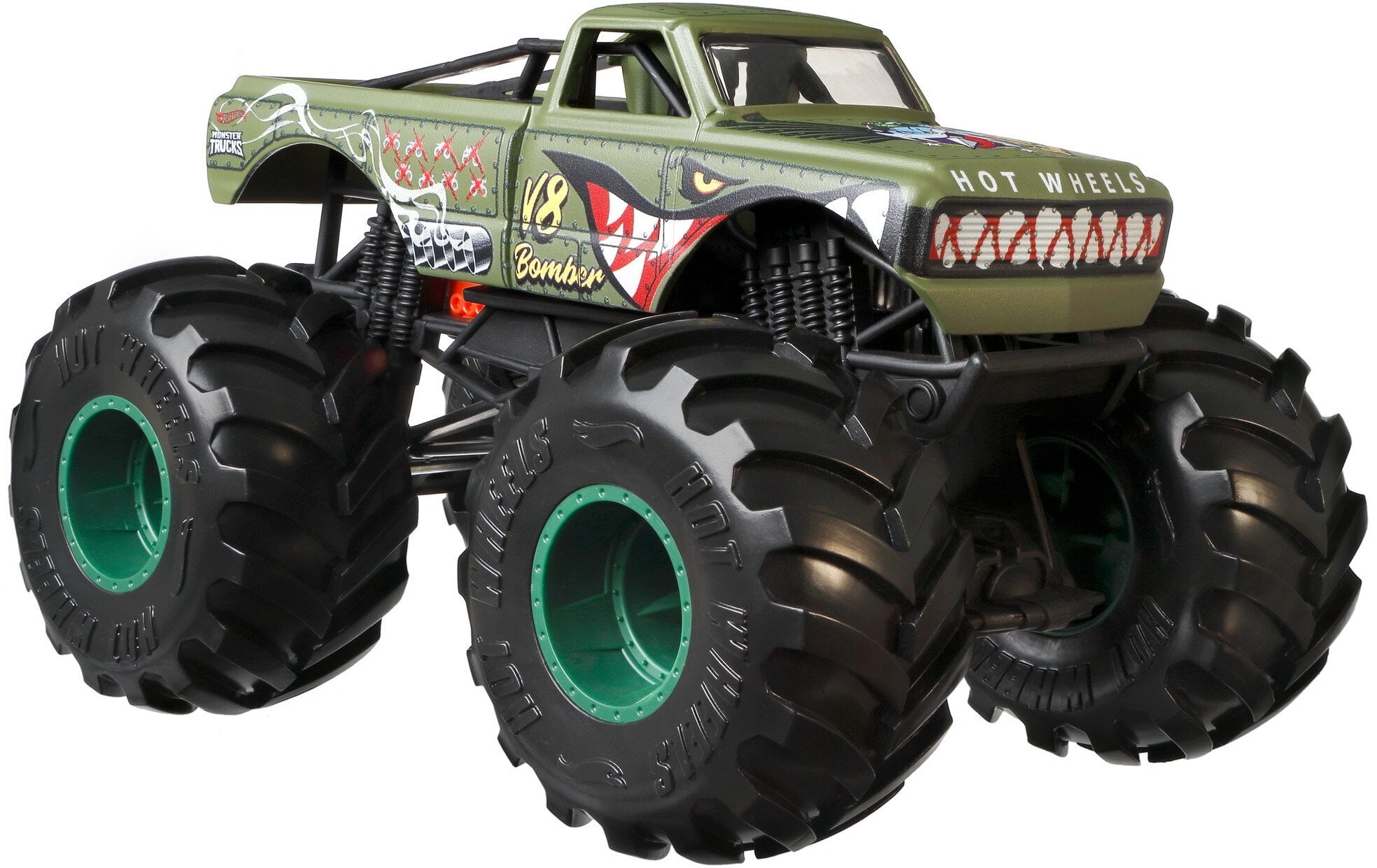 2018 hot wheels monster truck 5” bone shaker green