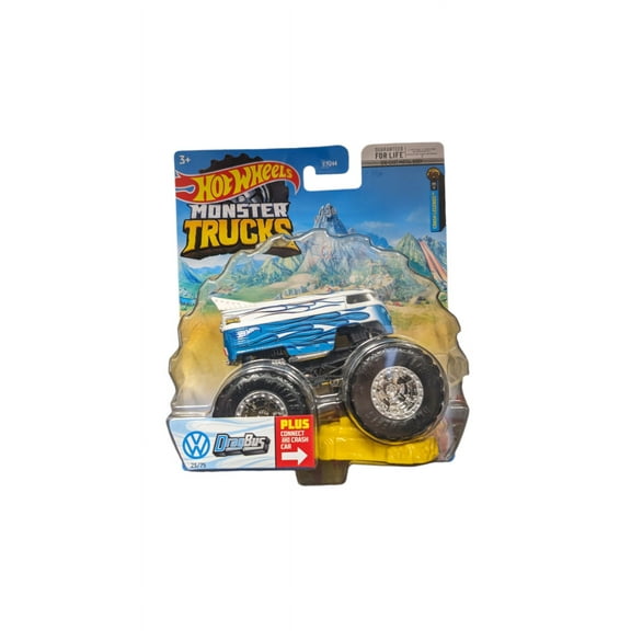 Hot Wheels Monster Trucks VW Drag Bus 1/64 with Crushed Car