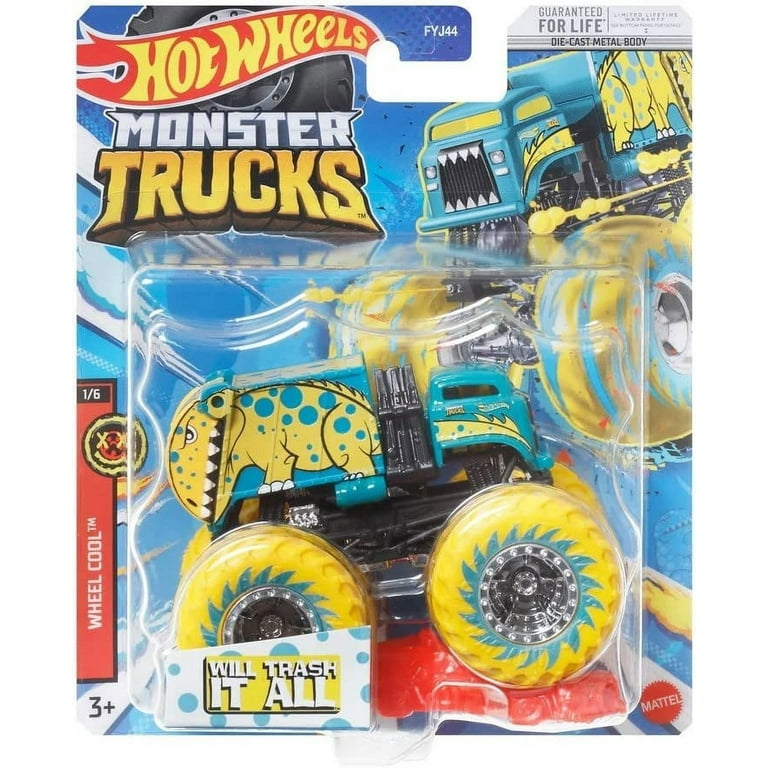 Hot Wheels Monster Trucks Will Trash It All (Blue & Yellow)Die-Cast Vehicle  1:64 Scale - Wheel Cool