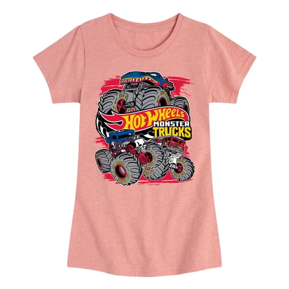 Hot Wheels - Monster Trucks - Youth Girls Fitted Short Sleeve T-Shirt