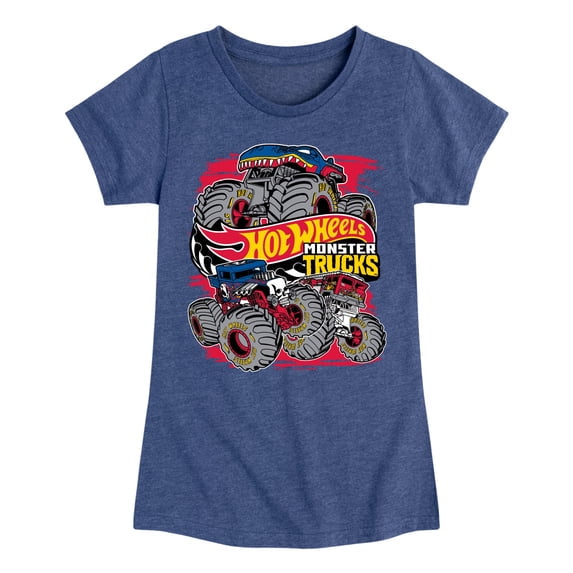 Hot Wheels - Monster Trucks - Youth Girls Fitted Short Sleeve T-Shirt