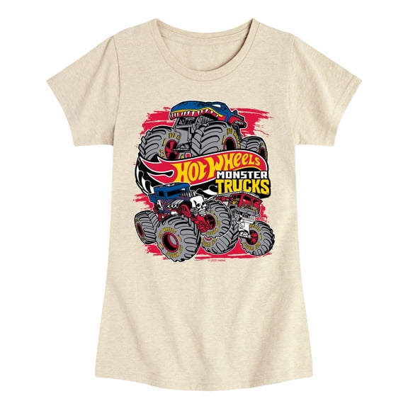 Hot Wheels - Monster Trucks - Youth Girls Fitted Short Sleeve T-Shirt