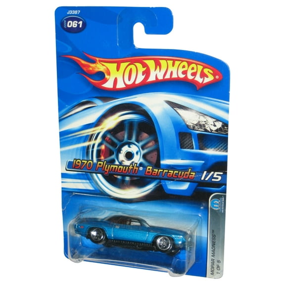 Hot Wheels Mopar Madness 1/5 (2006) Blue 1970 Plymouth Barracuda Toy Car #061 - (Damaged Packaging)