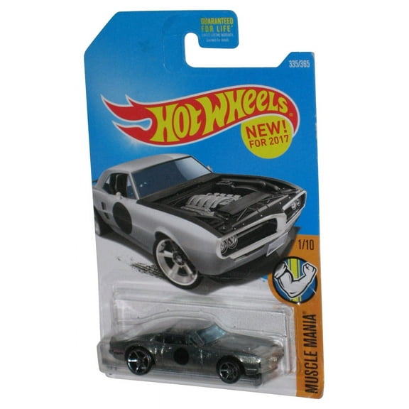 Hot Wheels Muscle Mania 1/10 (2017) Silver Custom '67 Pontiac Firebird Toy Car 335/365