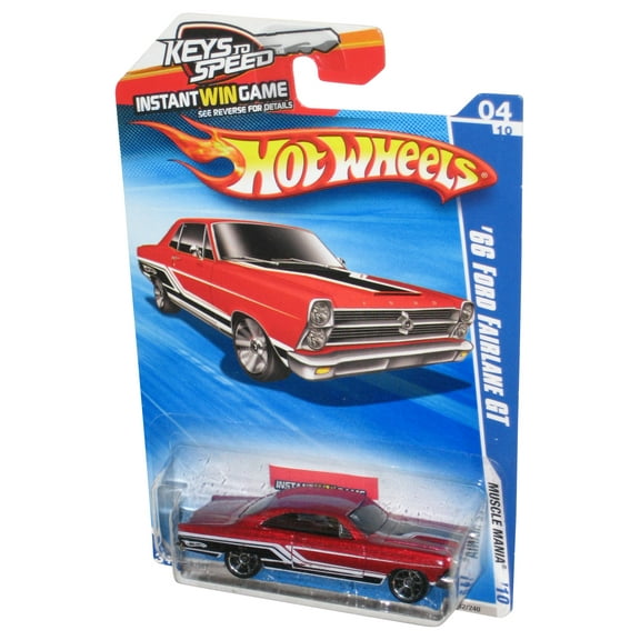 Hot Wheels Muscle Mania '10 Red '66 Ford Fairlane GT Toy Car 082/240 - (Keys To Speed Card)