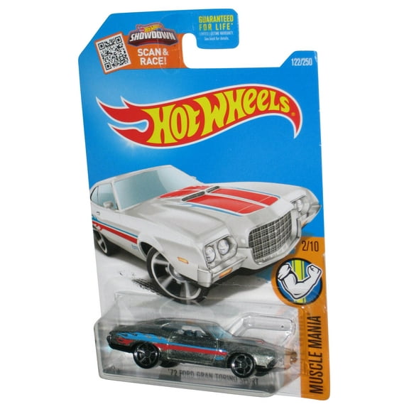Hot Wheels Muscle Mania 2/10 (2015) White '72 Ford Gran Torino Sport Car 122/250