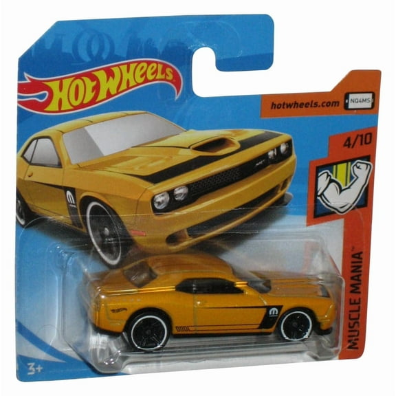 Hot Wheels Muscle Mania 4/10 (2017) '15 Dodge Challenger SRT Yellow Car 143/365 - (Short Card)