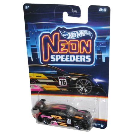 Hot Wheels Neon Speeders (2023) Black '16 Cadillac ATS-V R Toy Car 8/8