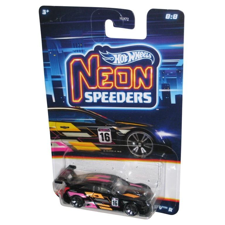 Hot Wheels Neon Speeders (2023) Black '16 Cadillac ATS-V R Toy Car