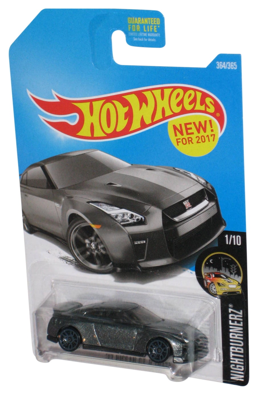 Hot Wheels Nightburnerz 1/10 (2015) Gray '17 Nissan GT-R R35 Toy