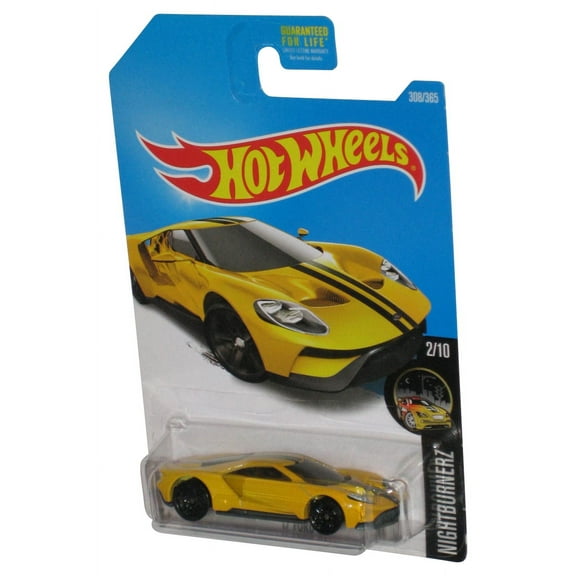 Hot Wheels Nightburnerz 2/10 (2015) Yellow '17 Ford GT Toy Car 308/365