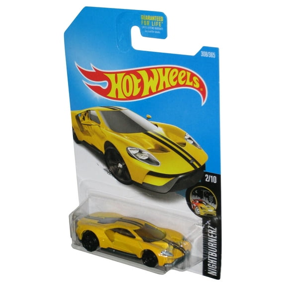 Hot Wheels Nightburnerz 2/10 (2015) Yellow '17 Ford GT Toy Car 308/365