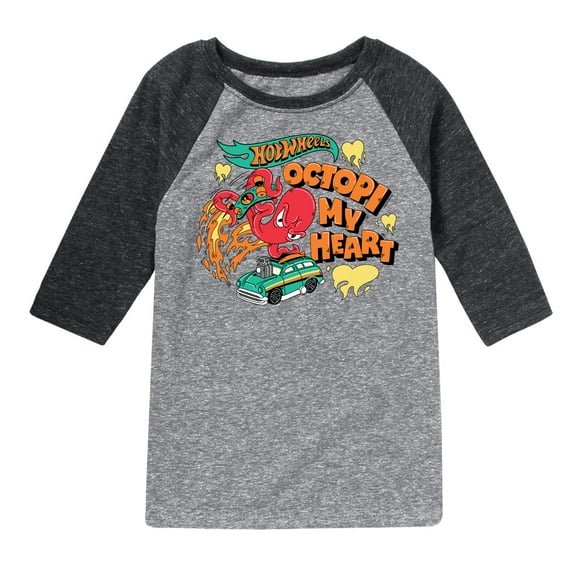 Hot Wheels - Octopi My Heart - Toddler & Youth Raglan Graphic T-Shirt