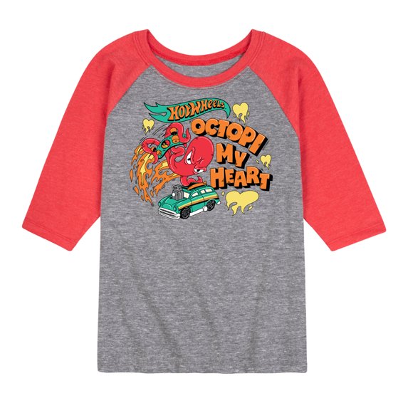 Hot Wheels - Octopi My Heart - Toddler & Youth Raglan Graphic T-Shirt