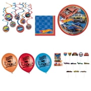Hot Wheels Party Kit for 16 Plates, Napkins, Balloons & Scene Setters