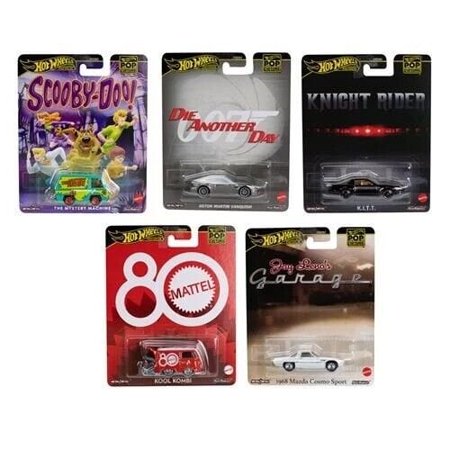 Hot Wheels Pop Culture 2025 Mix 1 - Mystery Machine, Aston Martin, K.I.T.T, Kombi, Cosmo 5-Pack