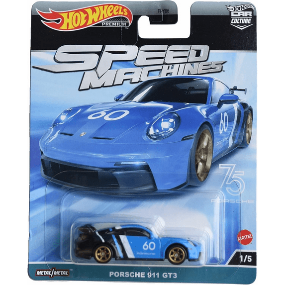 Hot Wheels Porsche 911 GT3 Blue Speed Machines 1/5 Car Culture (HKC44)